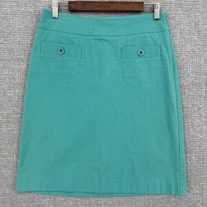 Talbots A-Line Skirt Cotton Blend Pockets Green Sz 8‎ Cottage Fairy Coquette